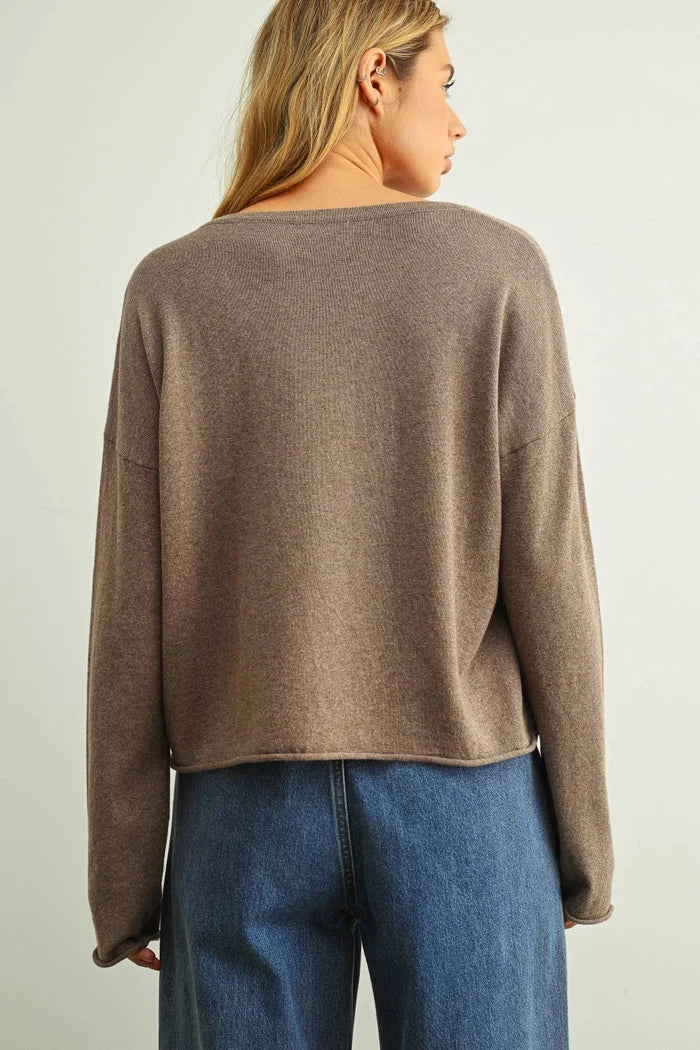 Cotton Cashmere Short Sleeve Top Mocha
