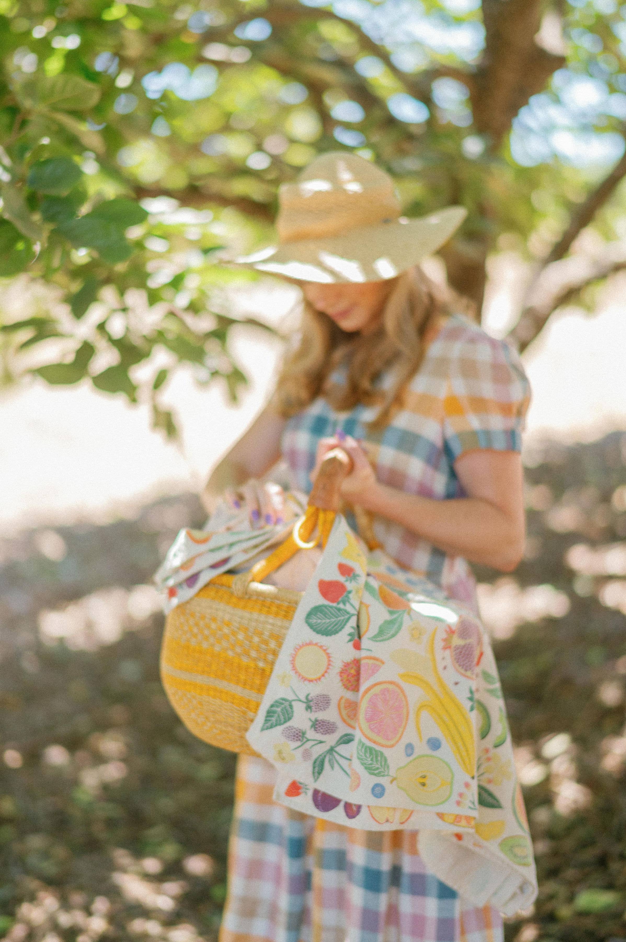 Organic Cotton Tea Towel - Fruit Basket