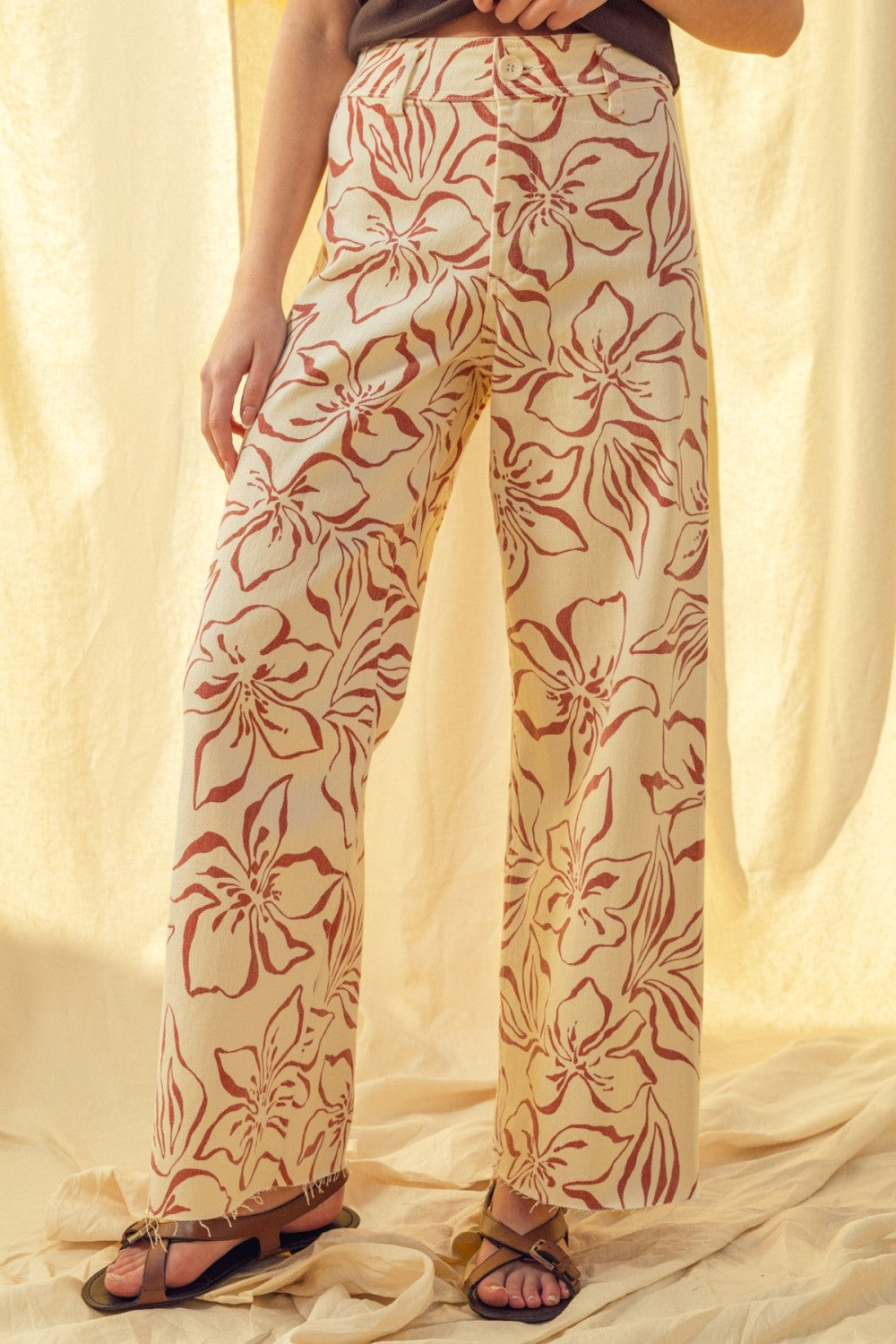 Floral Print Cotton Pants
