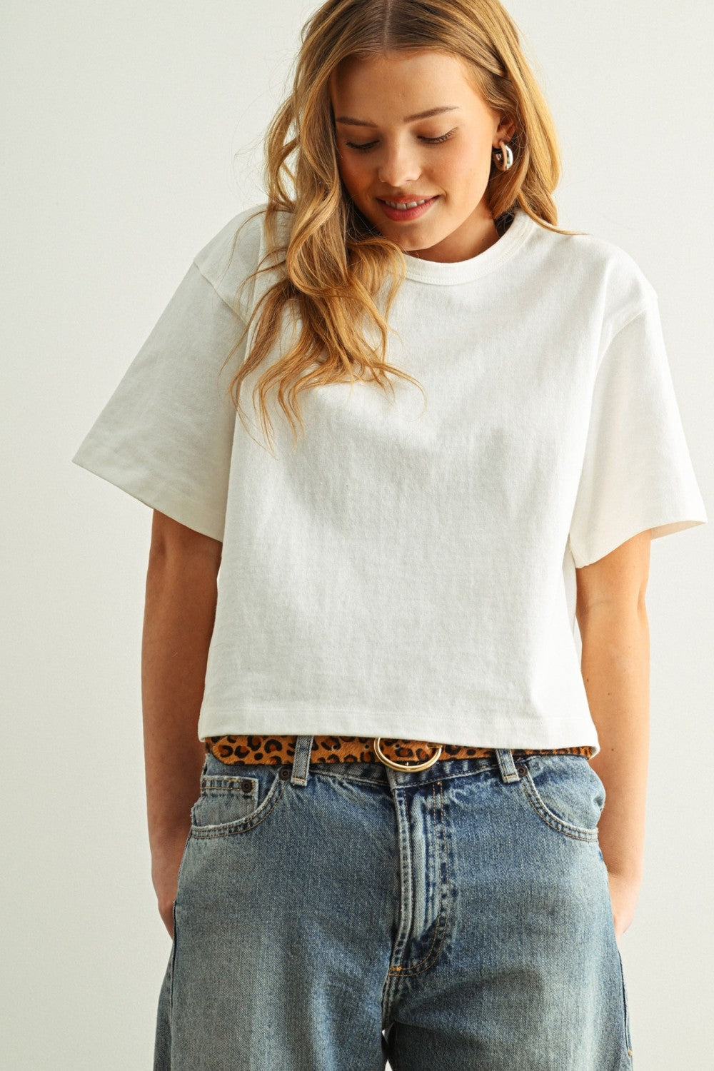 Short Sleeve Linen Knitted Top White