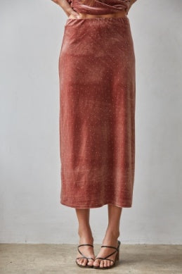 Aurora Velvet Rhinestone Skirt-Dark Mauve