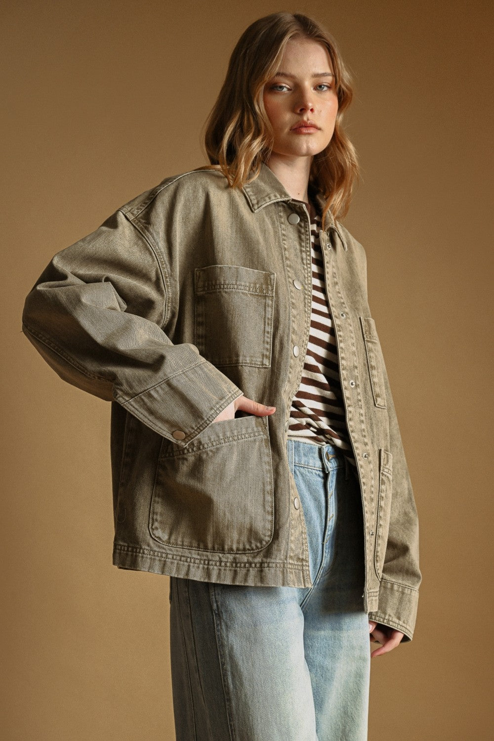Oversized Washed Color Jacket