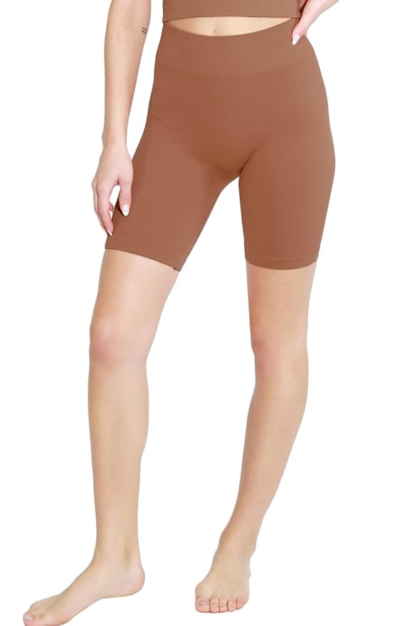 Chevron High Waist Biker Shorts Cognac