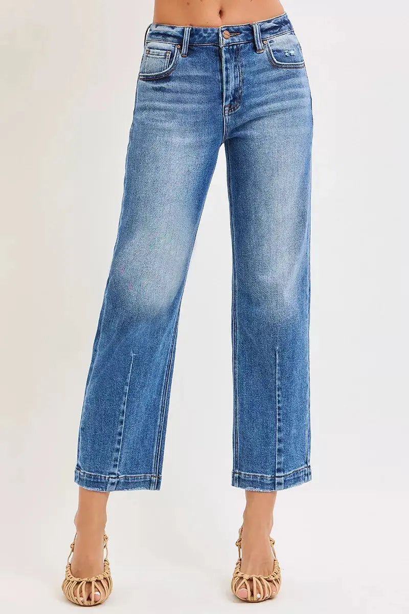 High Rise Crop Boyfriend Tapered Jeans Stretchy