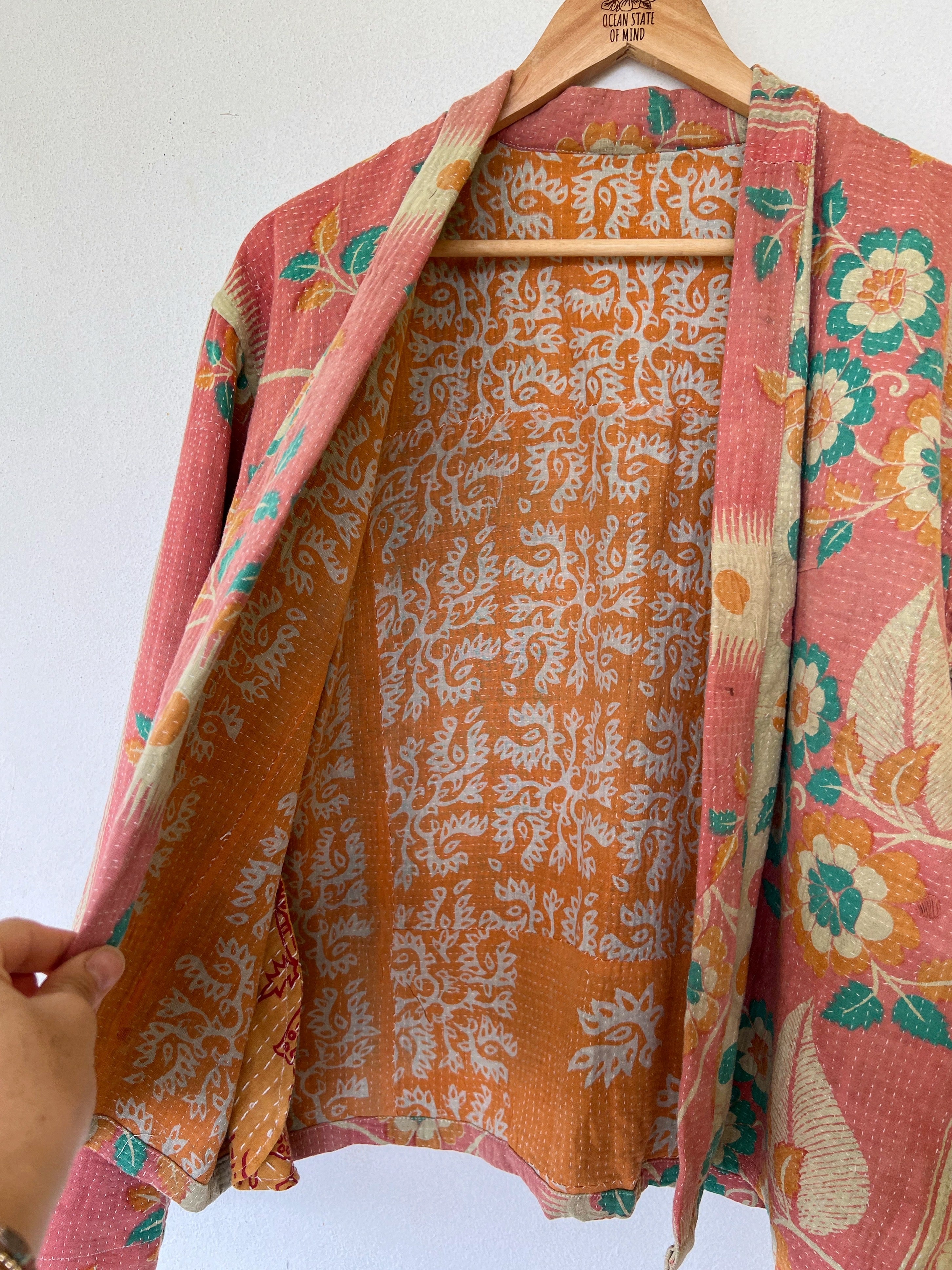 Cotton Kantha Crop Jacket