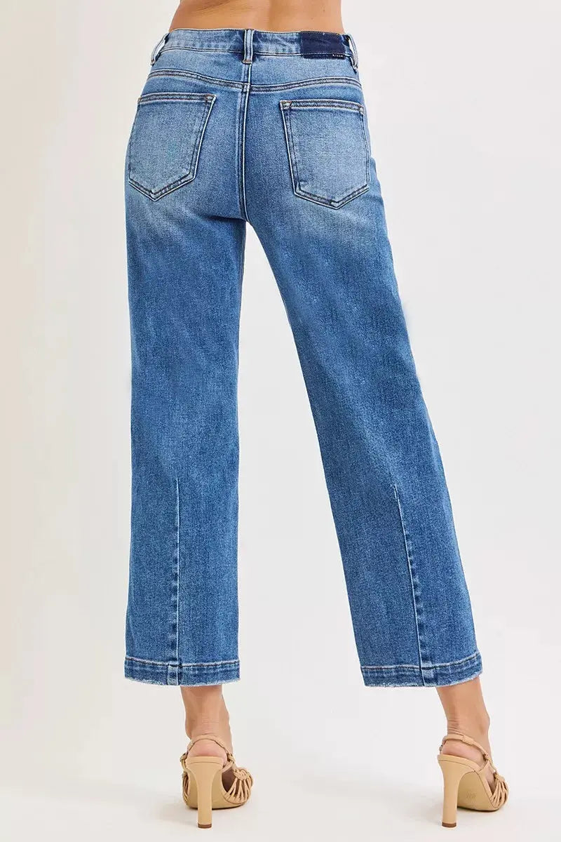 High Rise Crop Boyfriend Tapered Jeans Stretchy