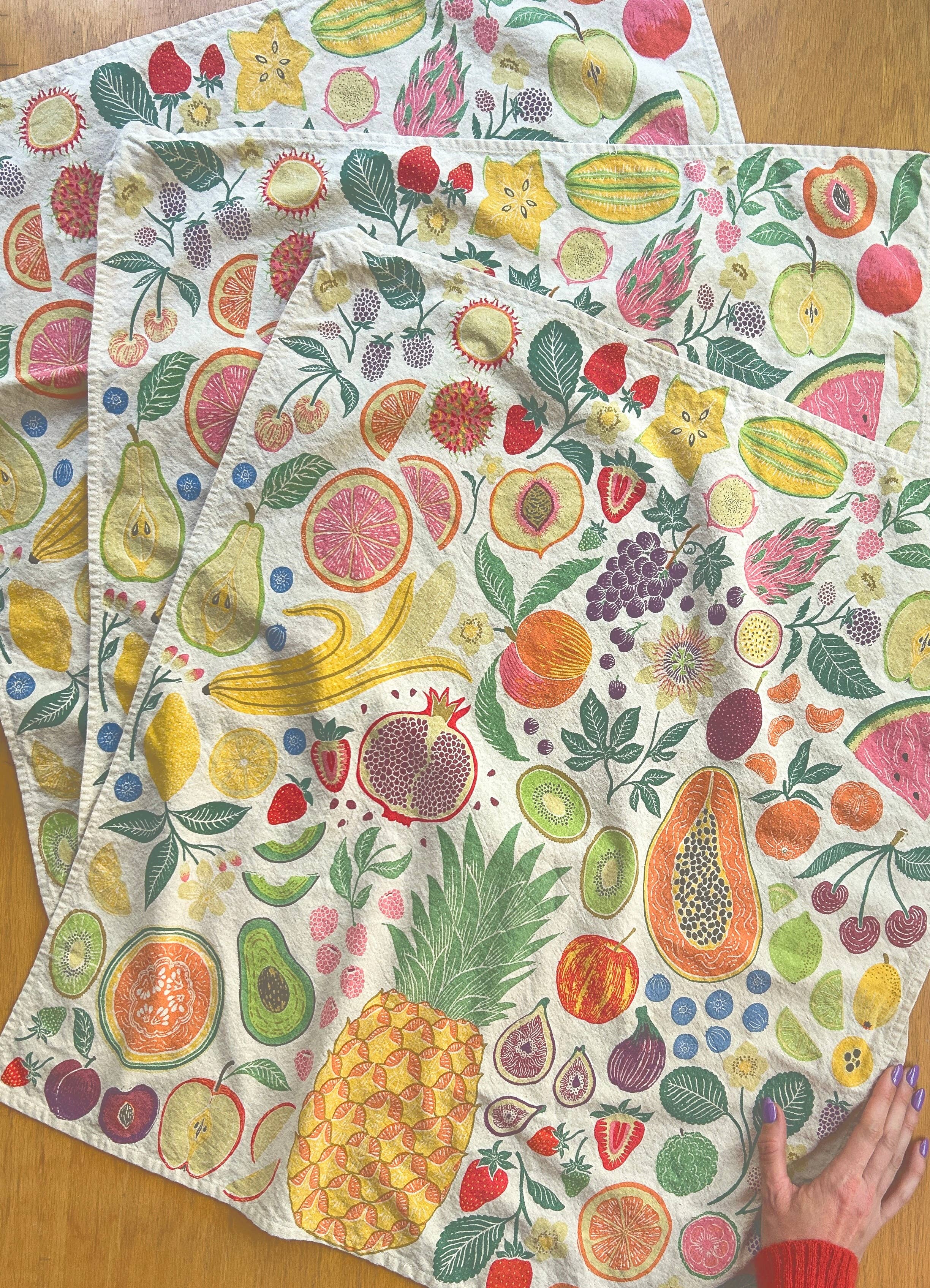 Organic Cotton Tea Towel - Fruit Basket