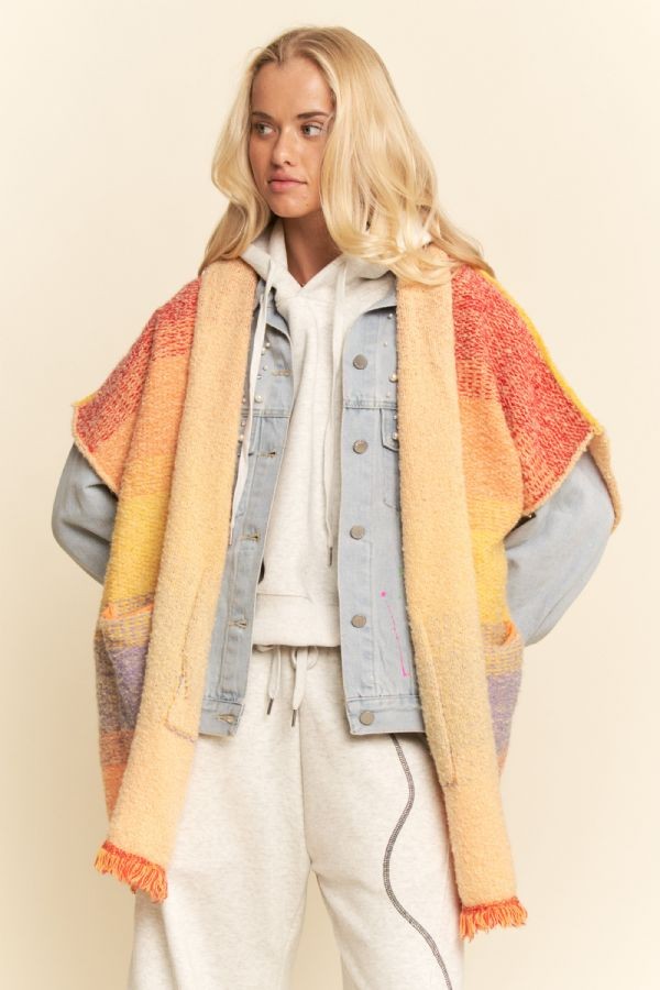 Striped Knit Layering Vest