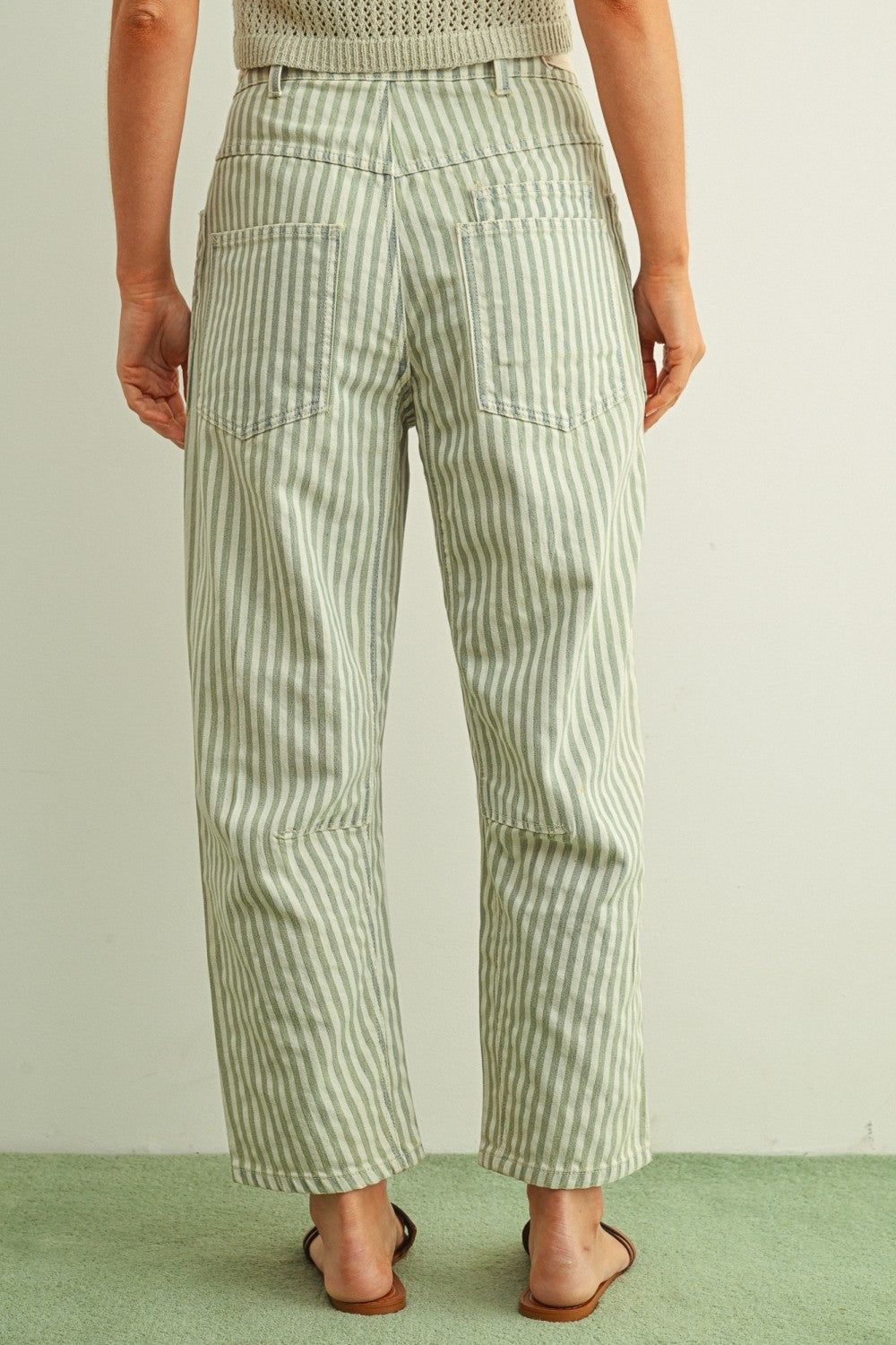 Cotton Stripe Printed Barrel Pants