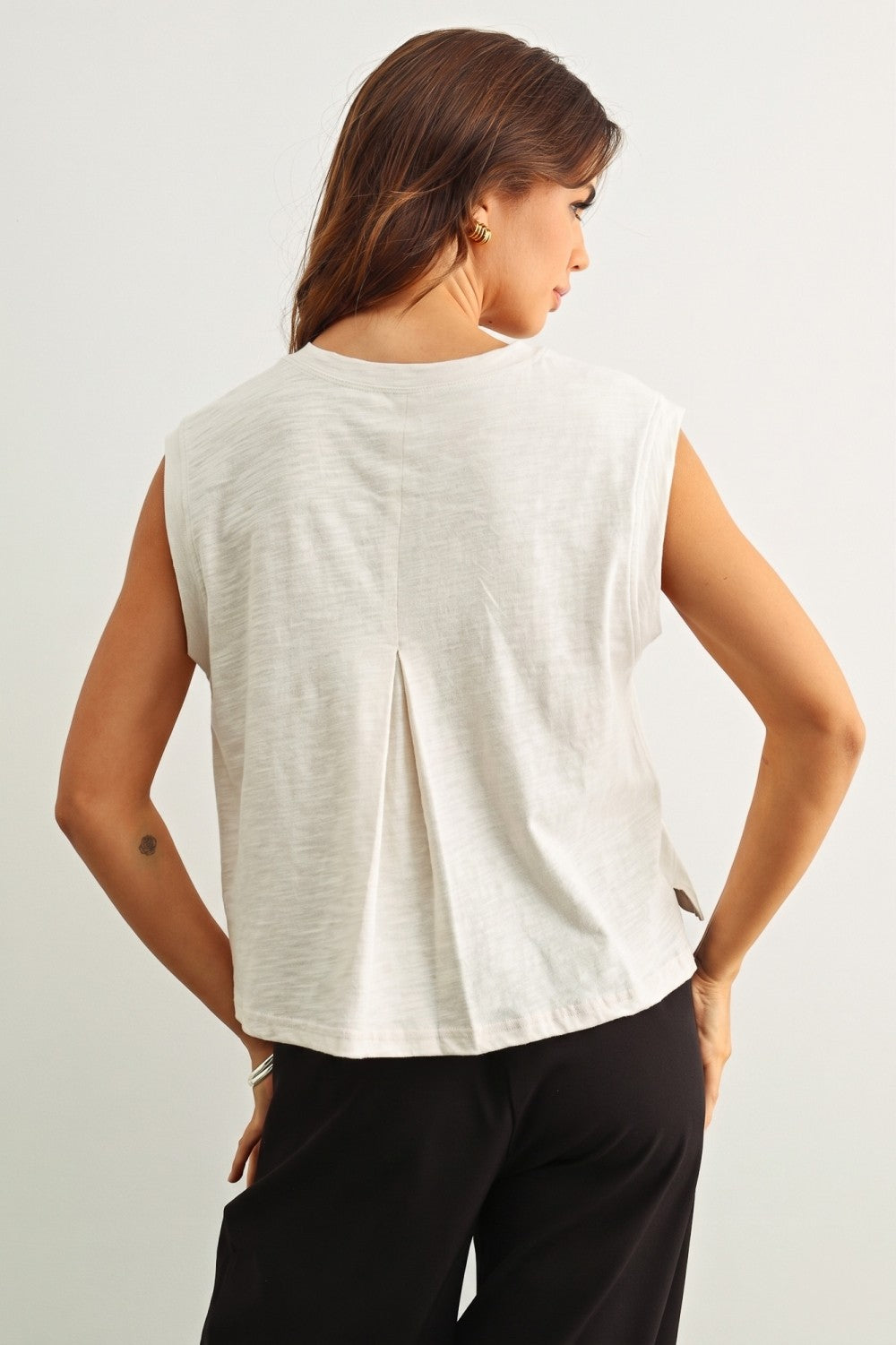 Cotton Round Neck Slub Top
