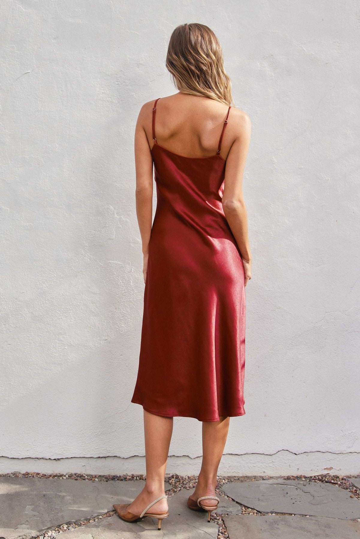 Satin Slip Dress Burgundy