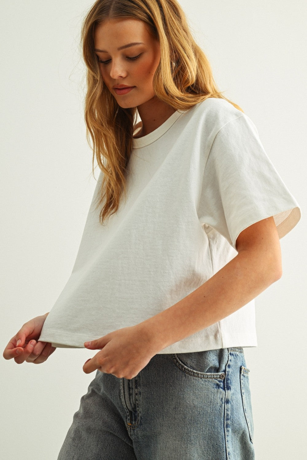 Short Sleeve Linen Knitted Top White