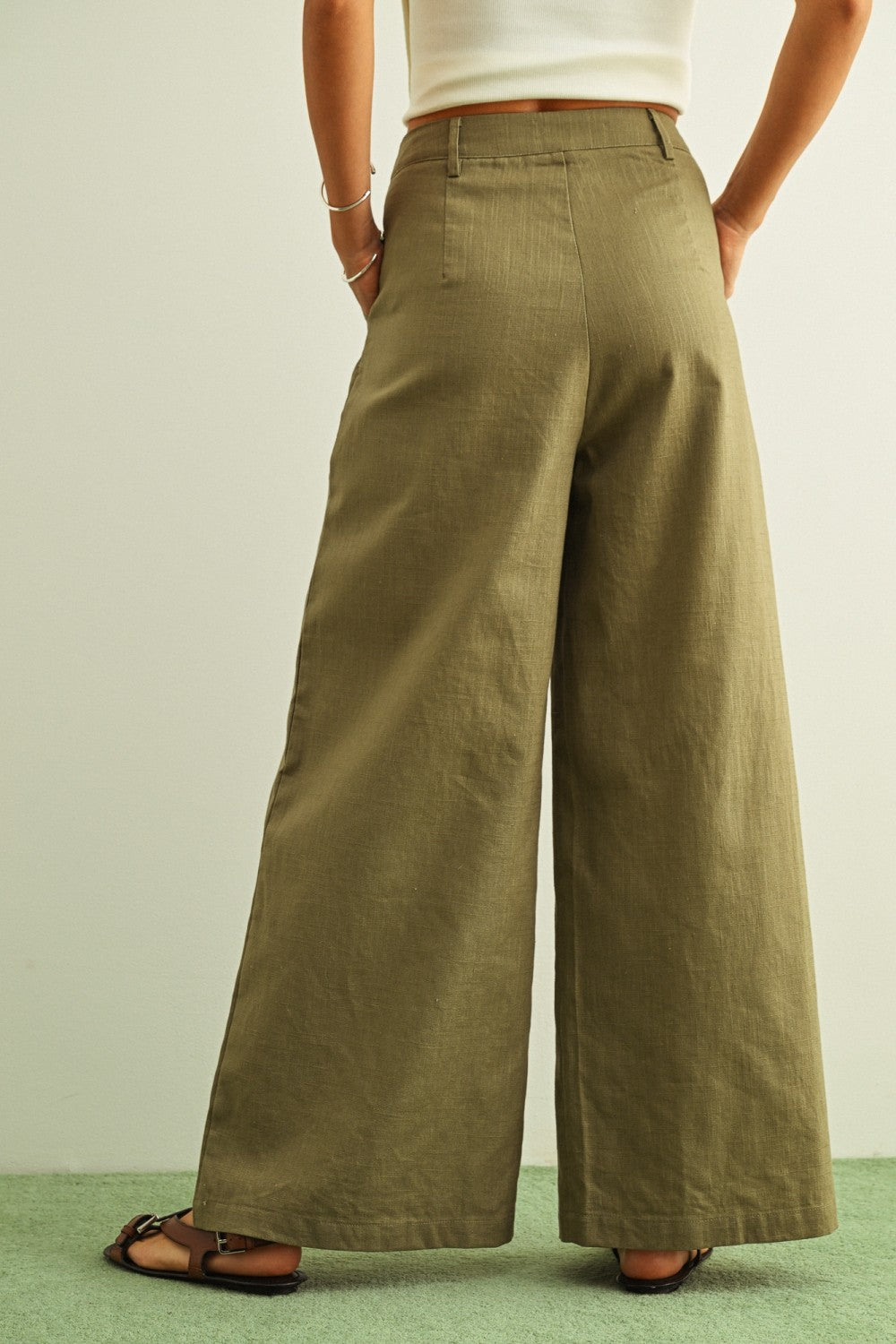 Cotton Linen Pleated Trousers