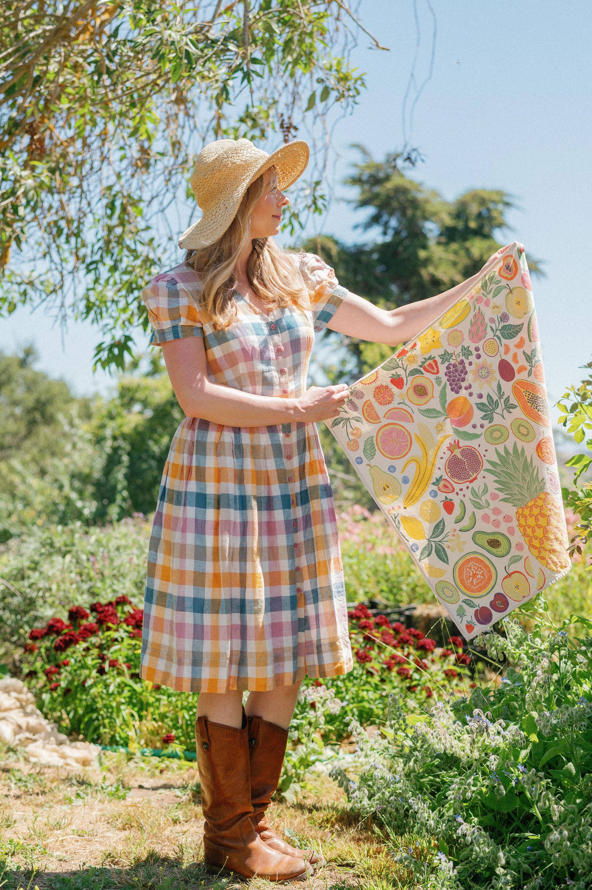 Organic Cotton Tea Towel - Fruit Basket