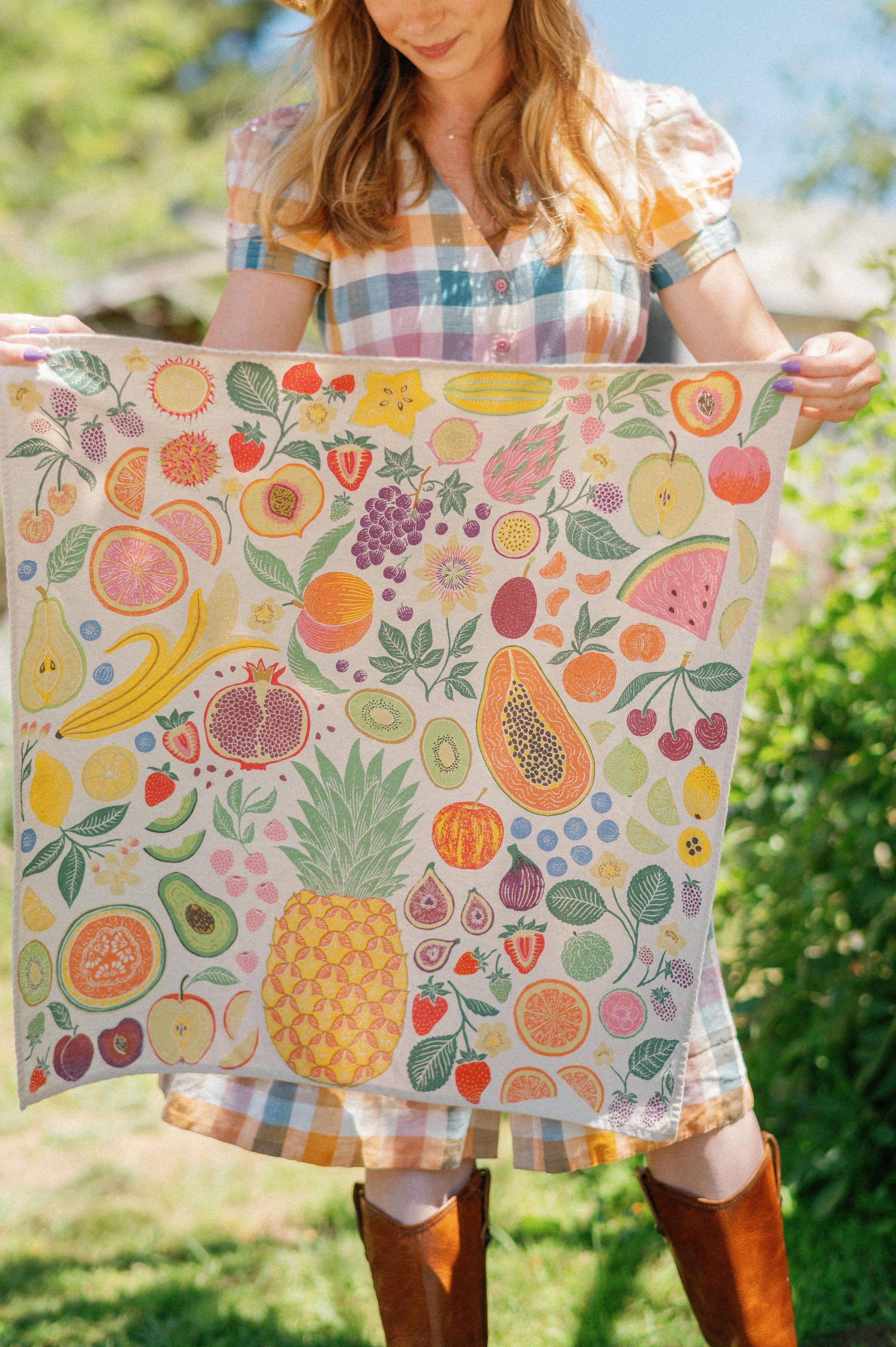 Organic Cotton Tea Towel - Fruit Basket