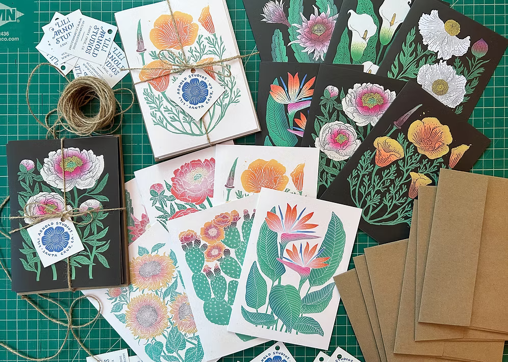 Set of 6 Dark Botanical Greeting Cards