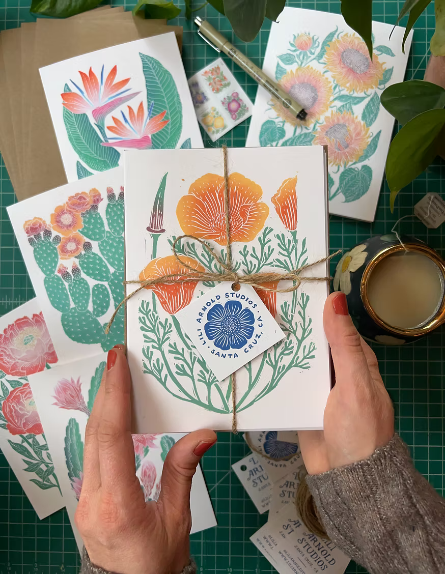 Set of 6 Light Botanical Greeting Cards