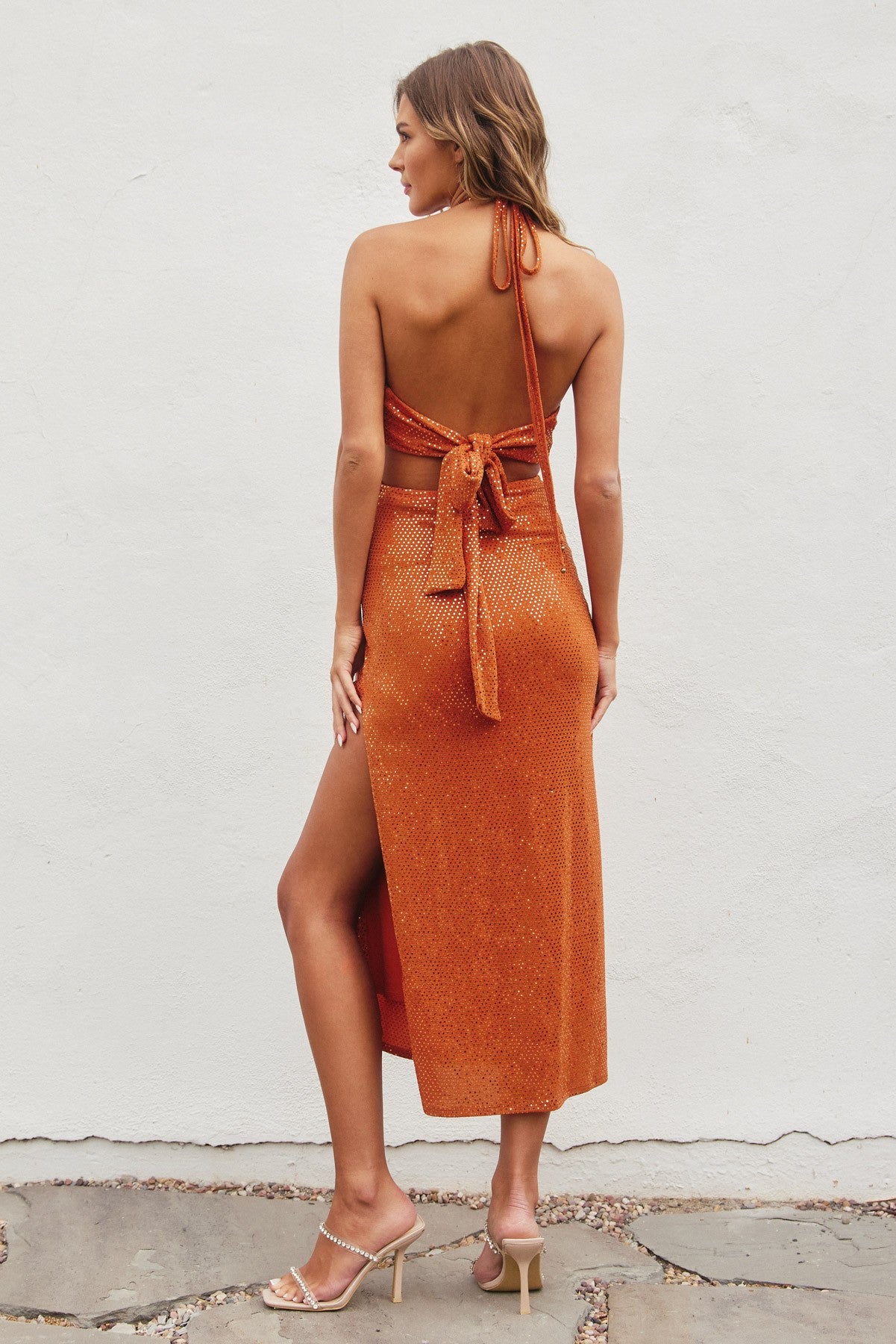 Metallic Polka Dot Maxi Dress