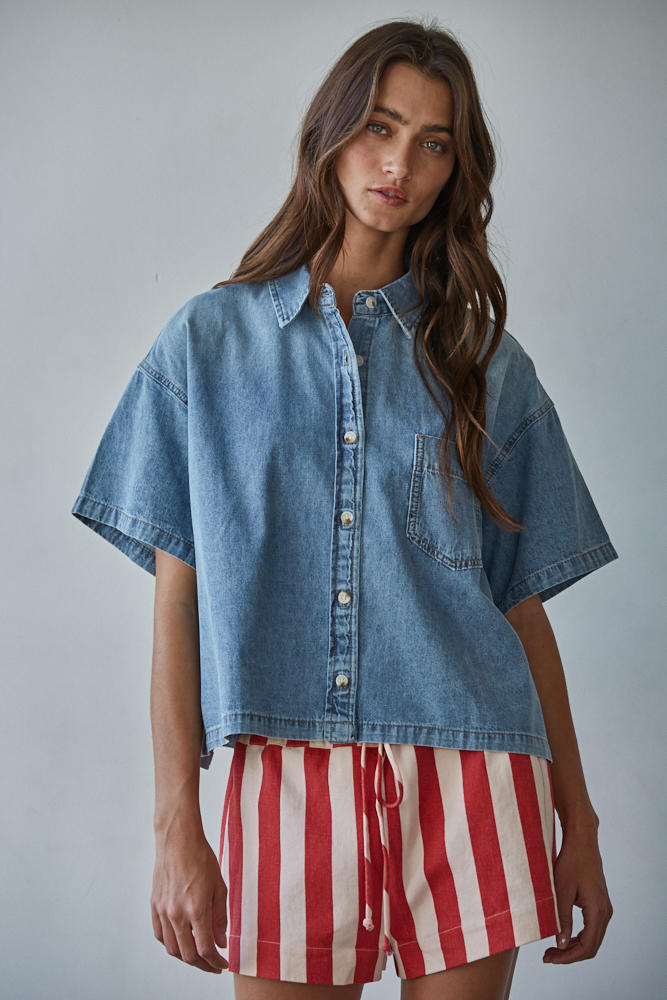 Denim Shirt Top