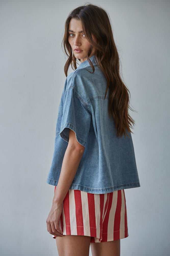 Denim Shirt Top