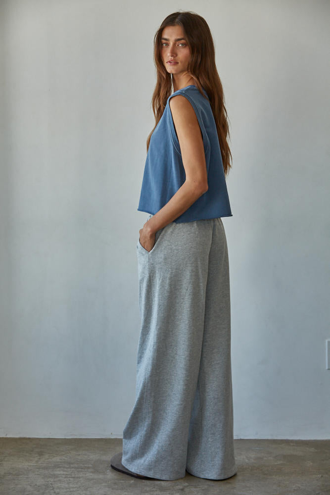 Cotton Sleeveless Tank Top Denim
