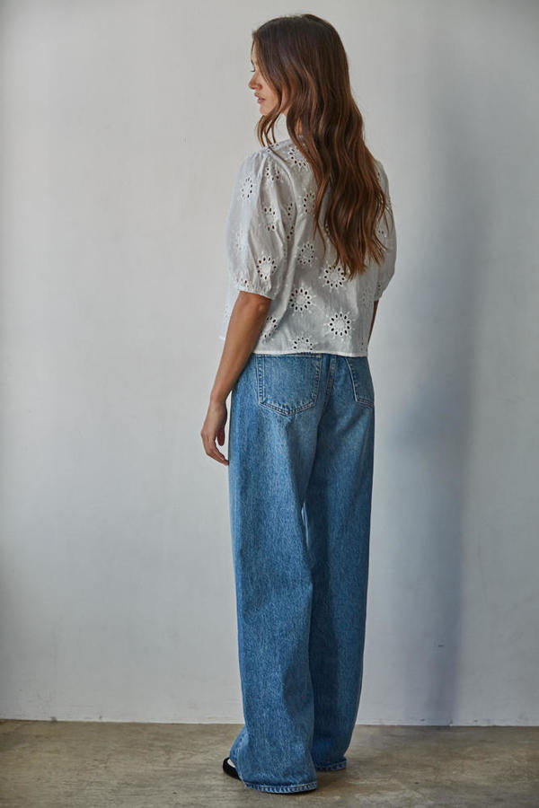 Alexie Eyelet Tie Front Top
