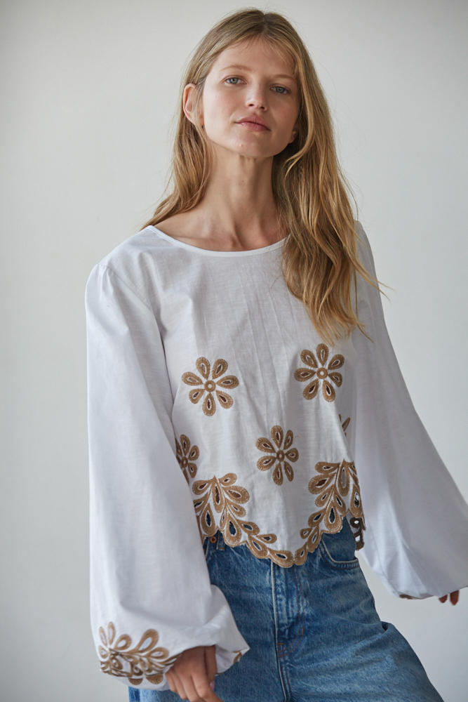 Sundaze Eyelet Top White