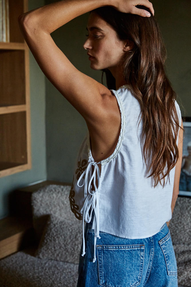 Sundaze Eyelet Side Tie Top White