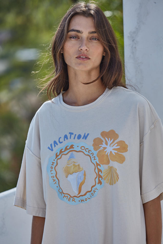 Cotton Graphic Crew Neck Top