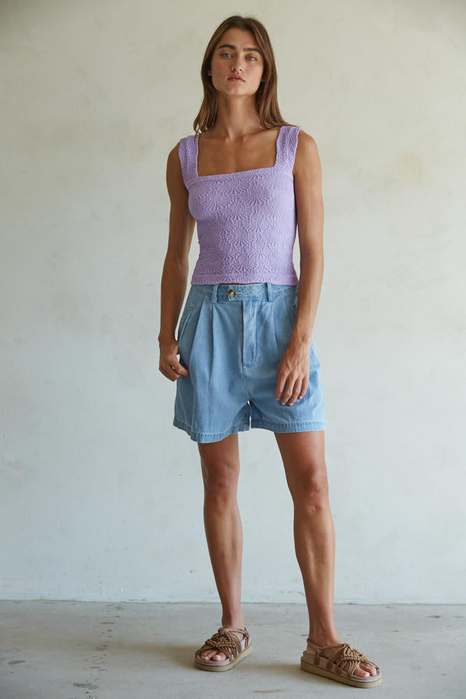 Violet Jacquard Square Tank