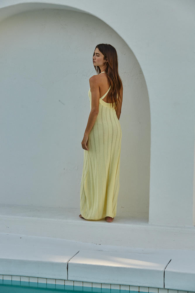 Knit Halter Maxi Yellow