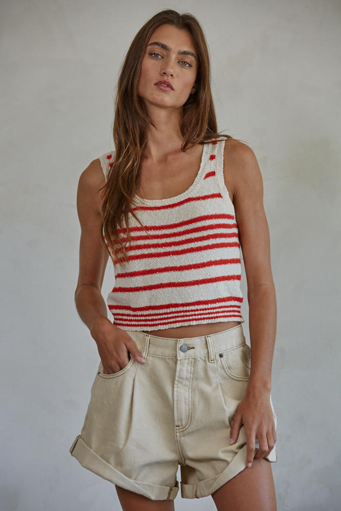 Knit Cotton Sleeveless Tank Top