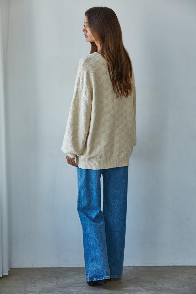 Checkered Knit Pullover