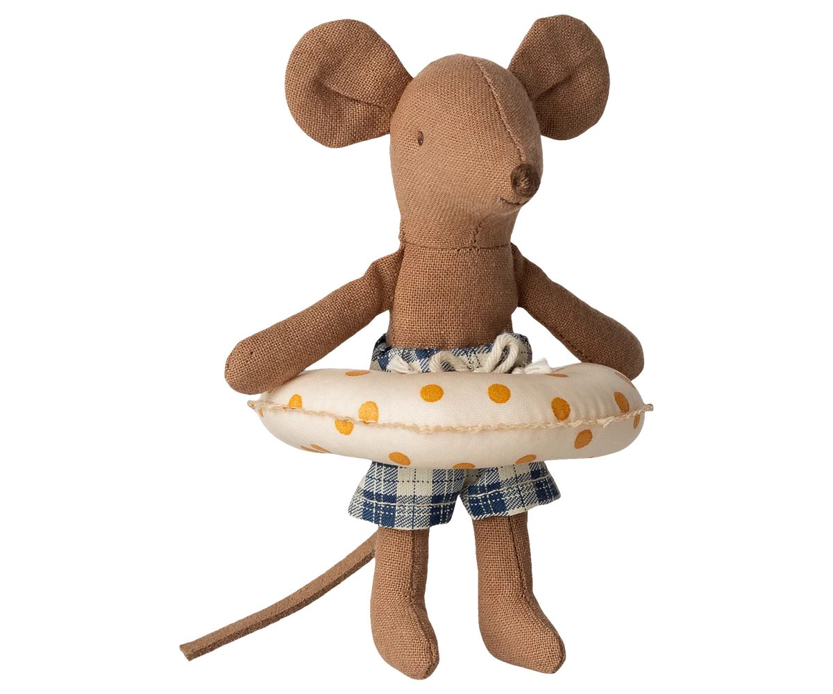 Maileg Beach Mouse Little Brother with Float Yellow Dots