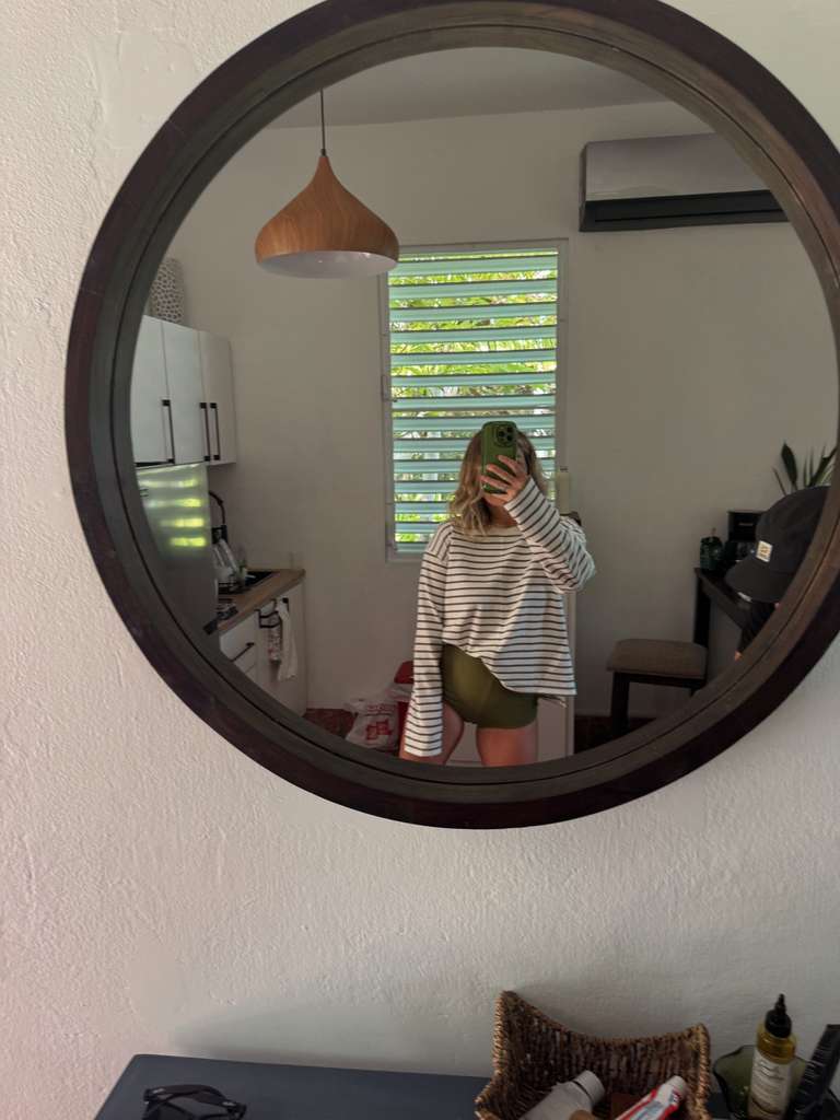 Cotton Long Sleeve Relaxed Top Ivory / Olive