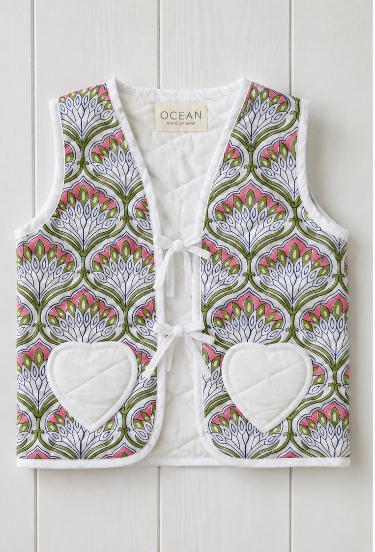 Little Lotus Kids Quilted Vest White