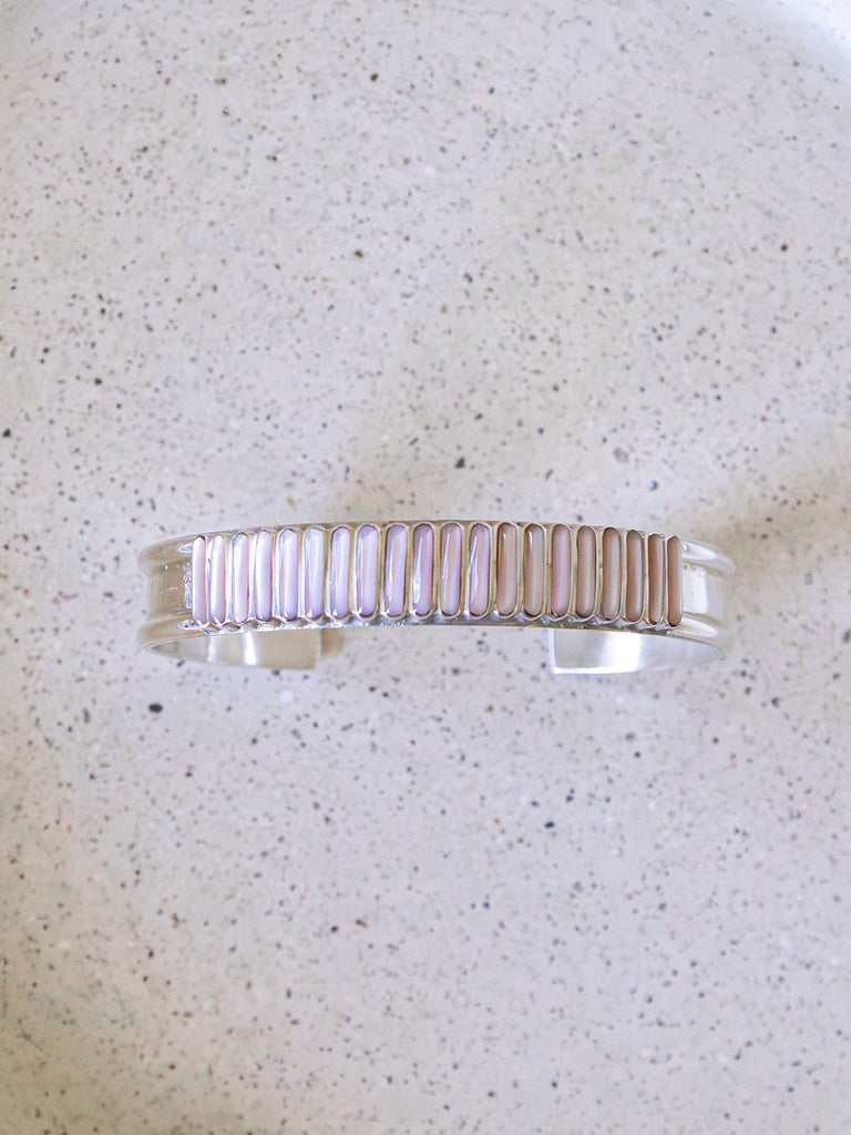 Pink Muscle Shell Ladder Cuff Bracelet