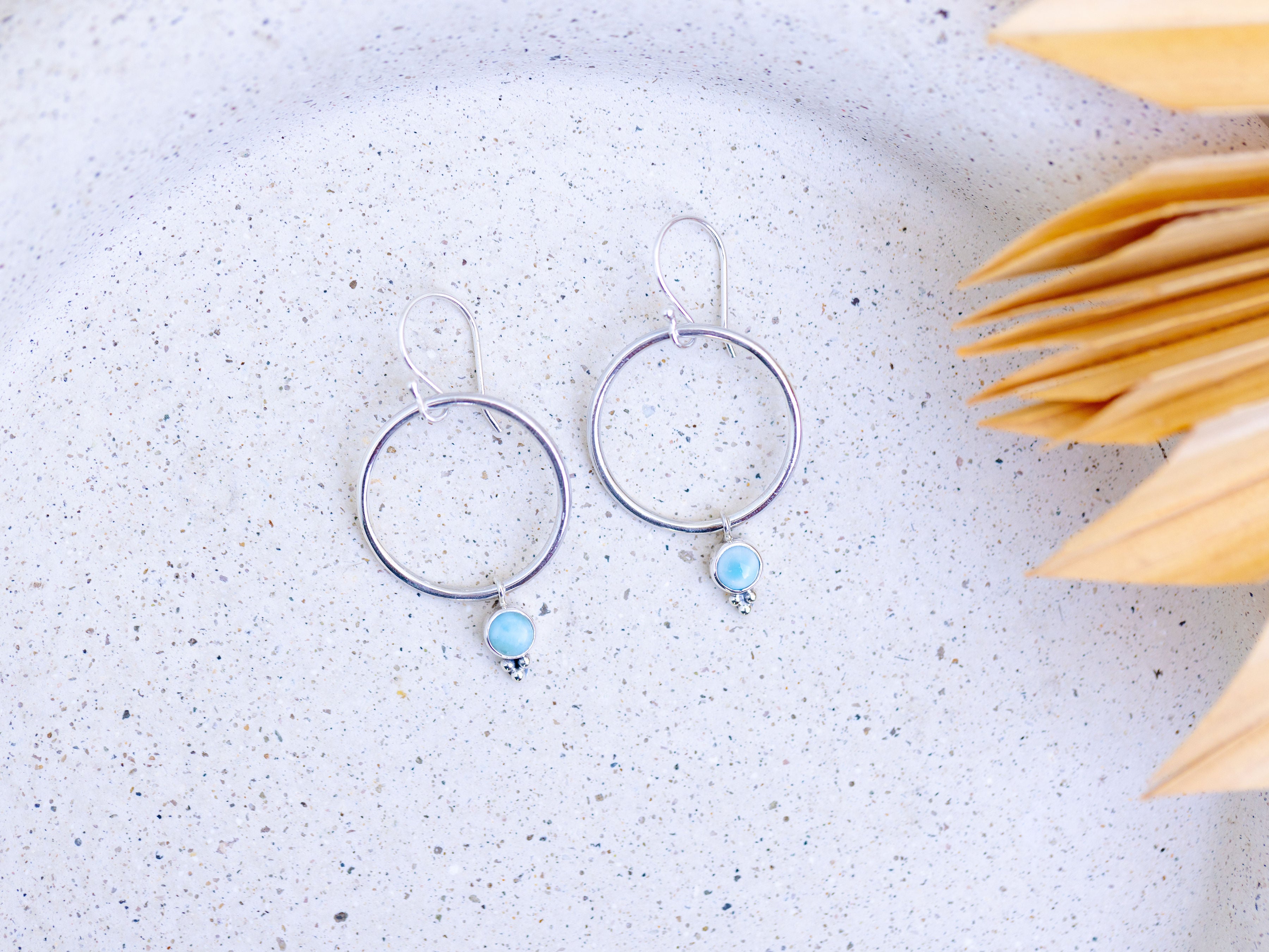 Larimar Hoop Earrings