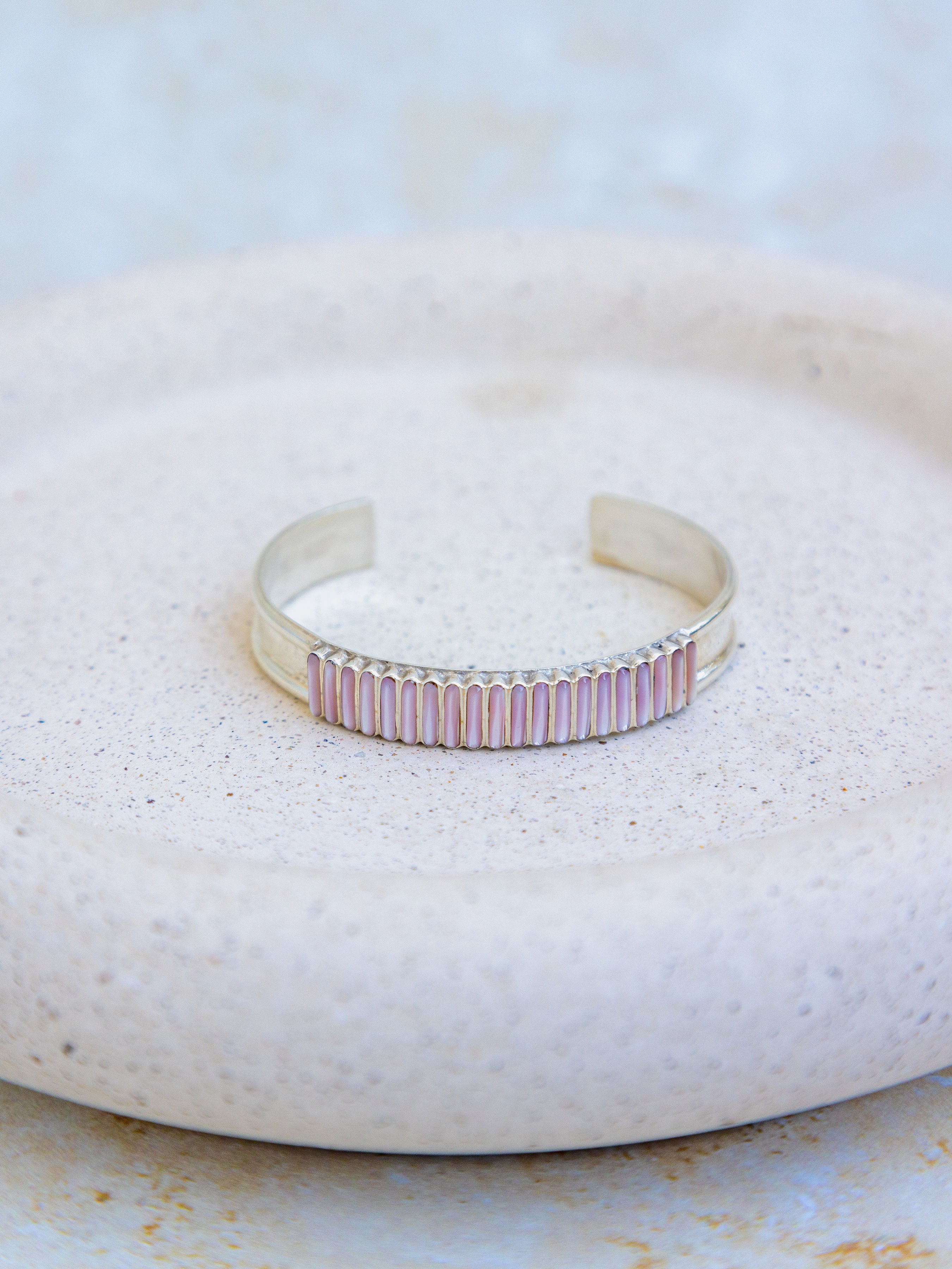 Pink Muscle Shell Ladder Cuff Bracelet