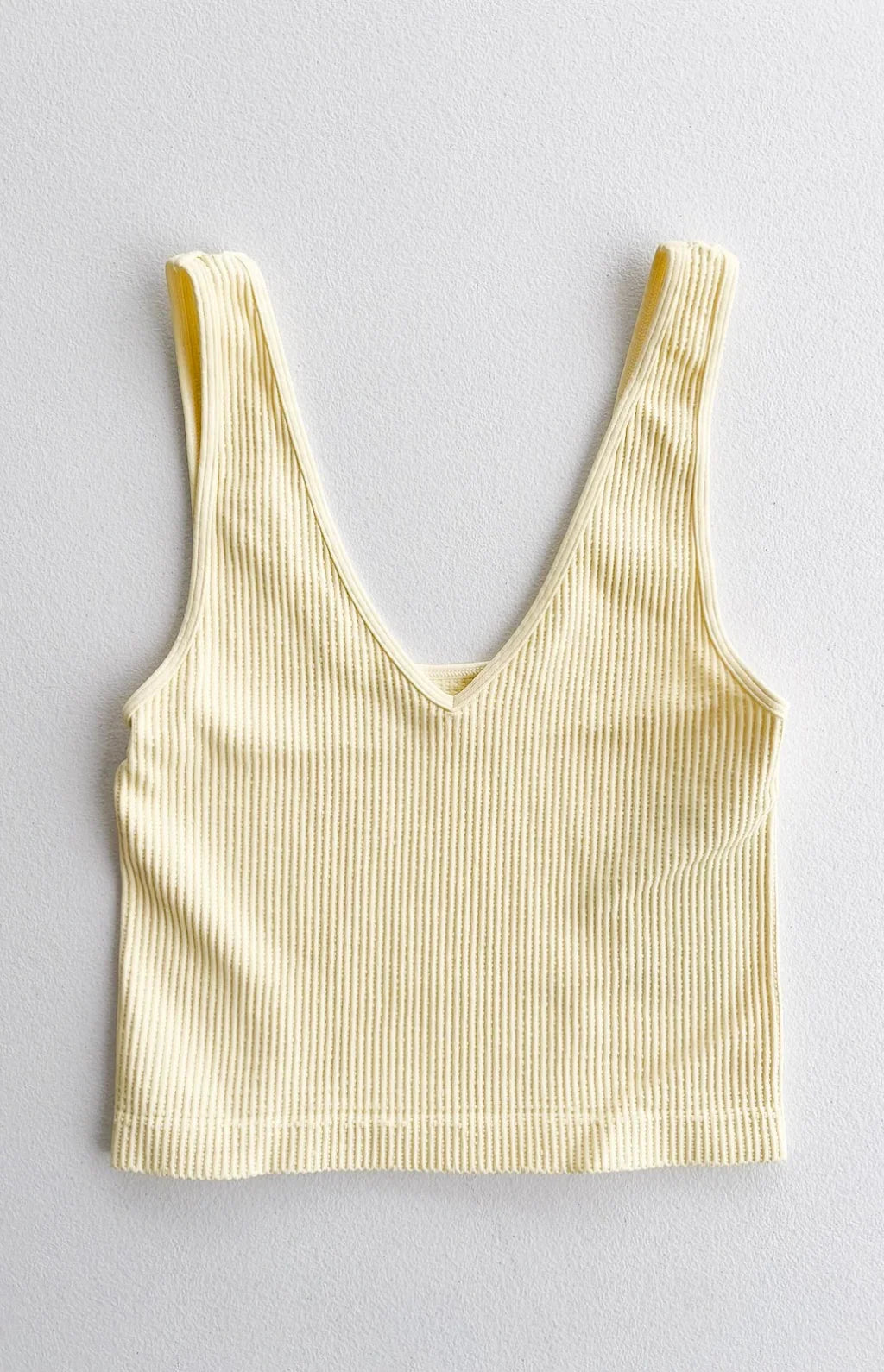 Reversible V Neck Bralette Top Pale Banana