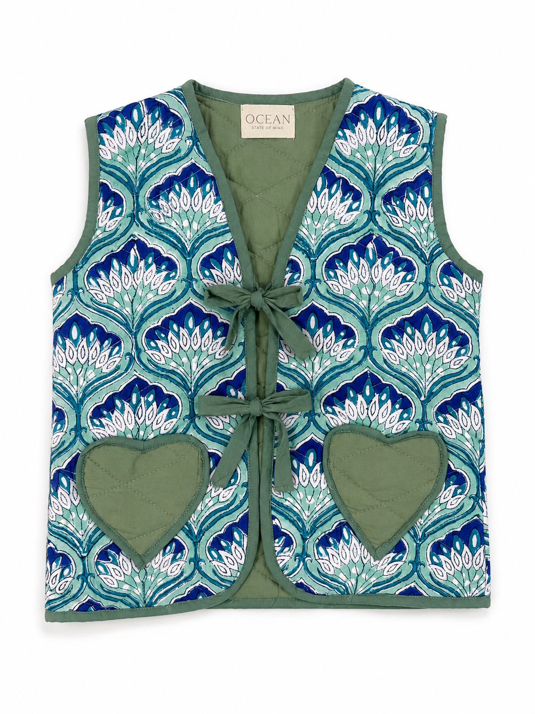 Little Lotus Kids Quilted Vest Seafoam