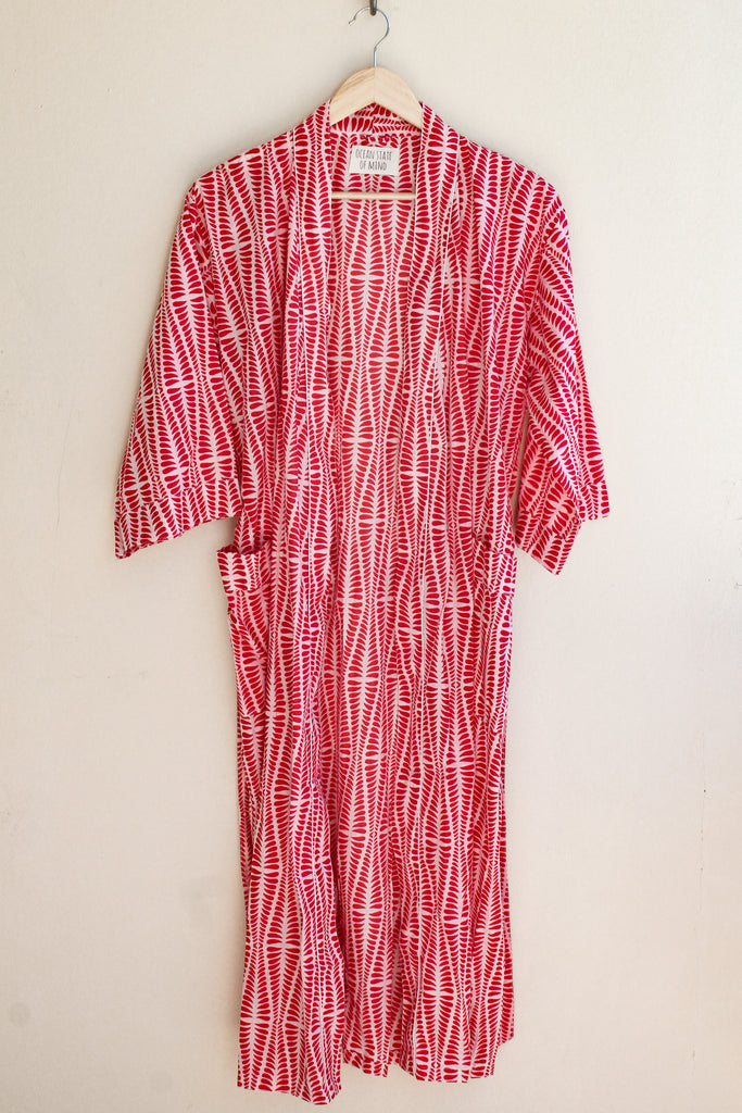 Red Hibiscus Robe Long