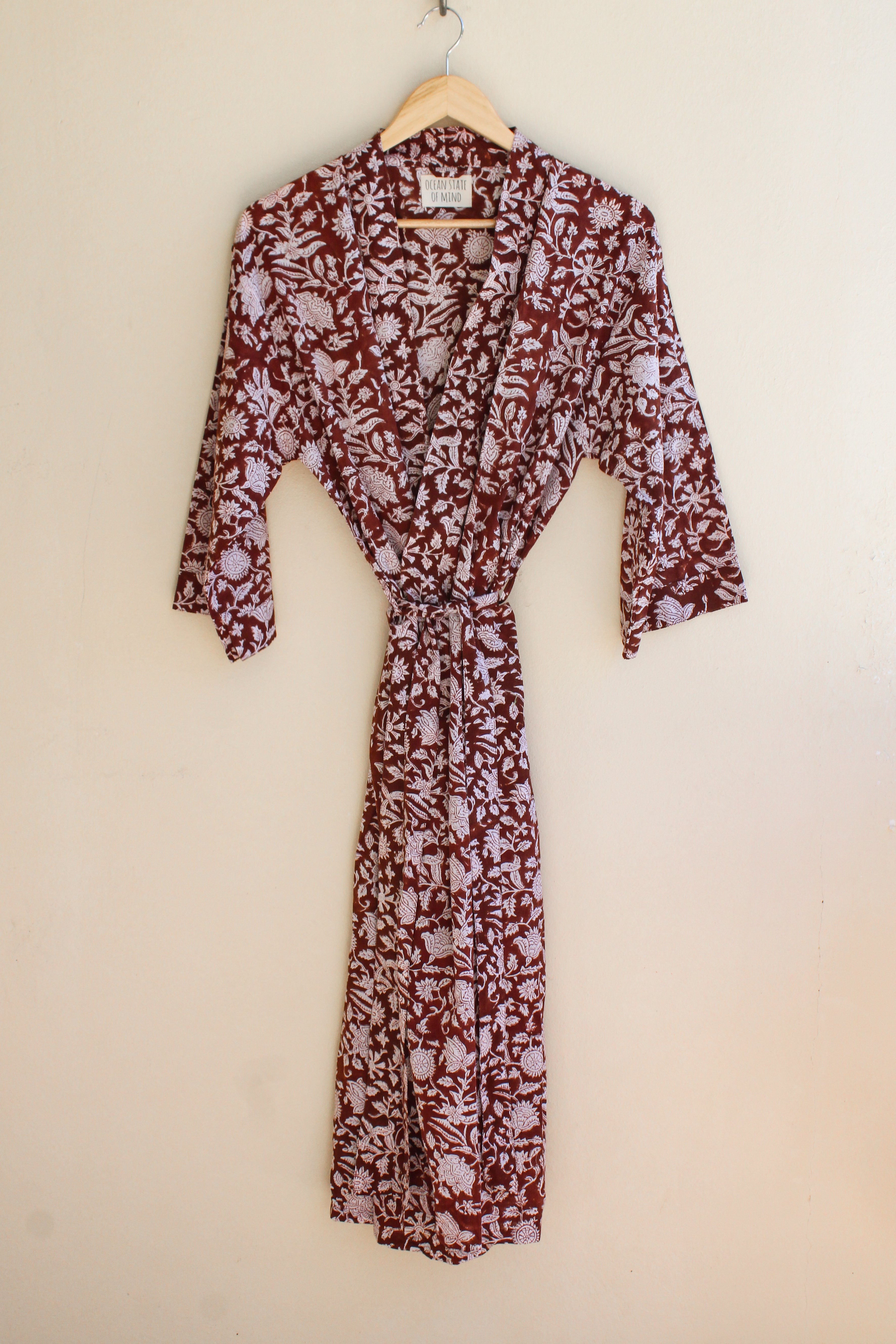 Brown Flower Robe Long