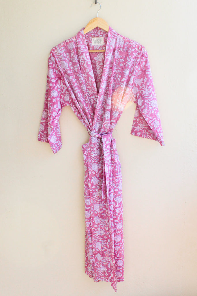 Pink Flower Robe Long