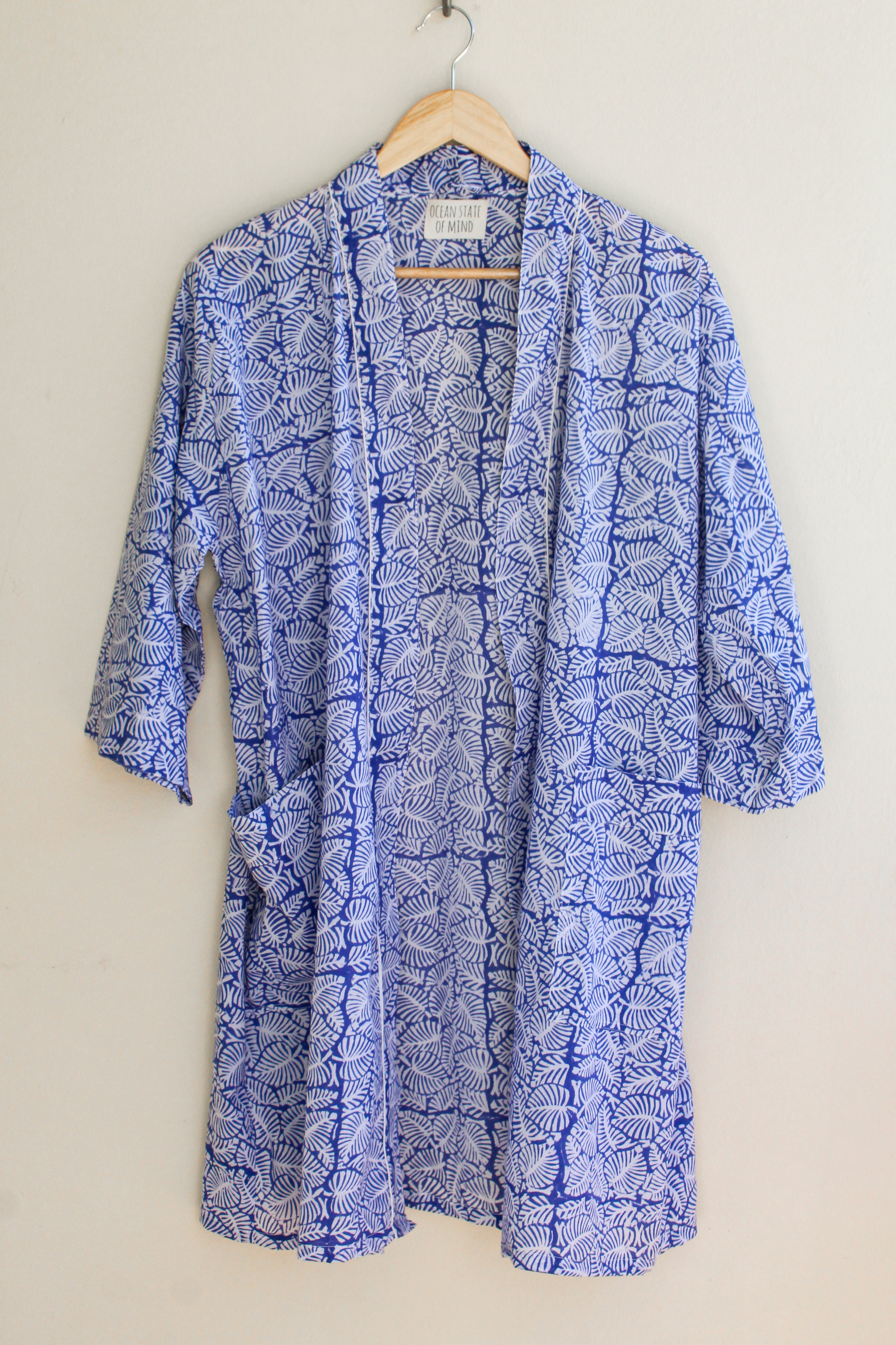 Island Leaf Robe Short Blue