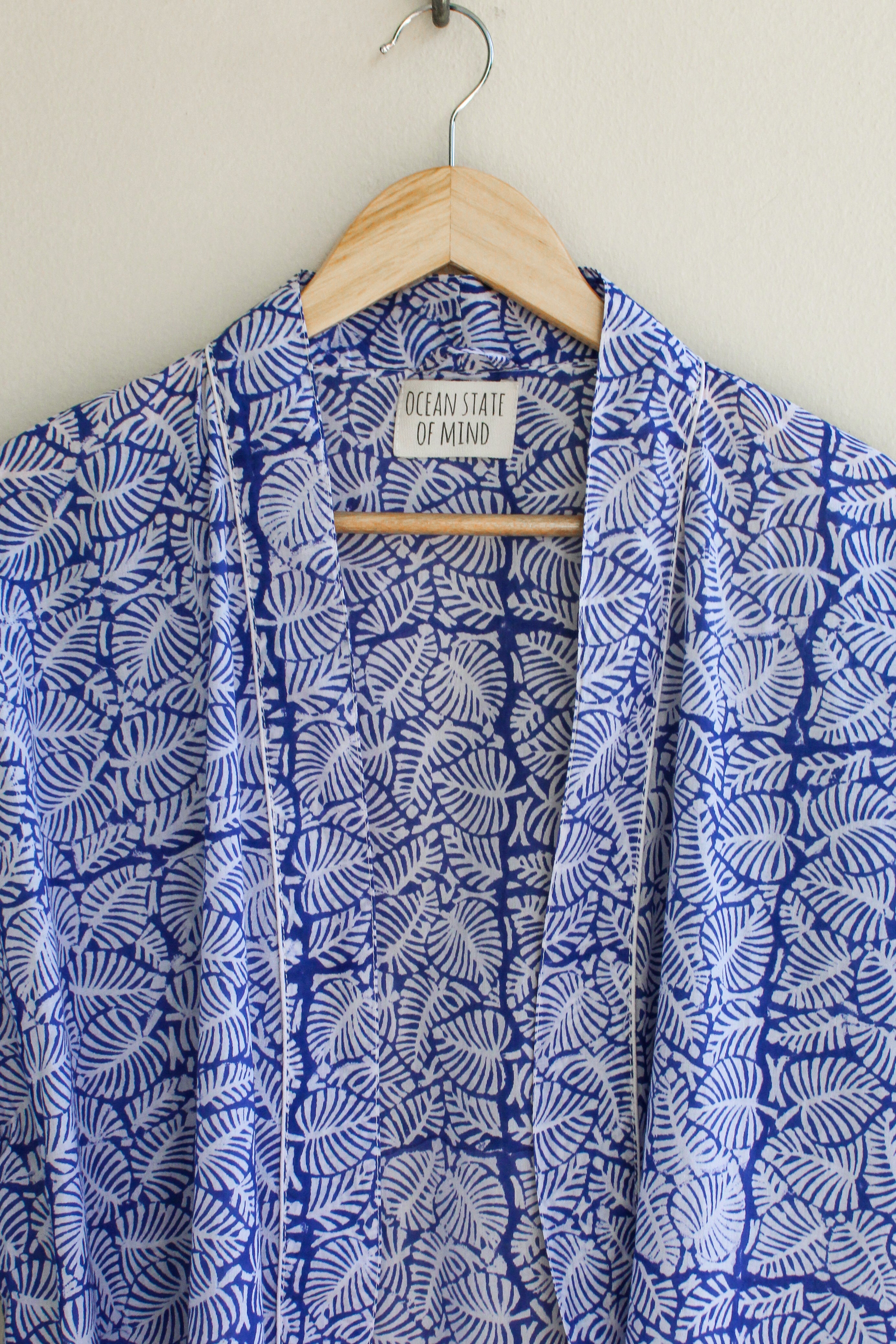 Island Leaf Robe Short Blue