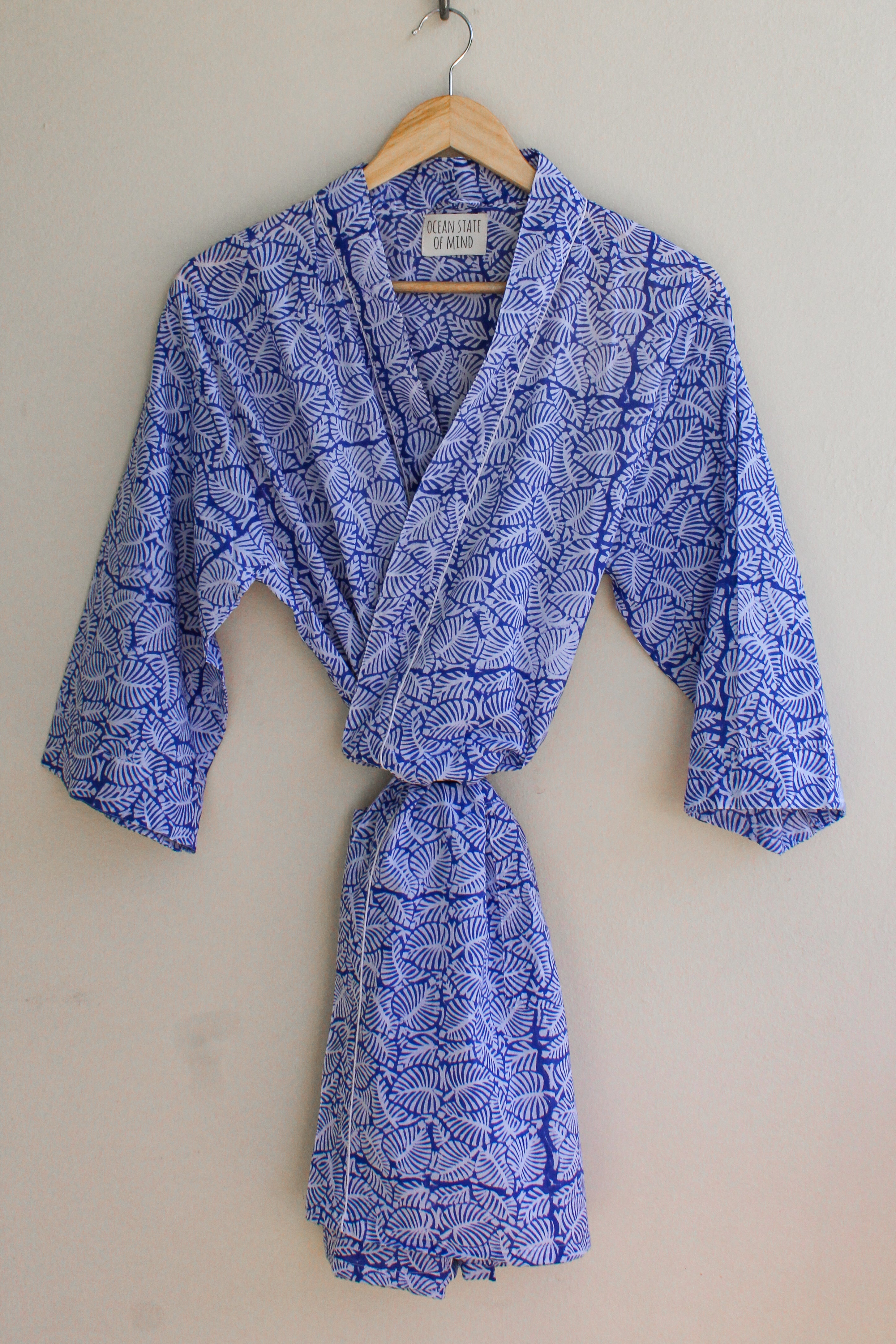 Island Leaf Robe Short Blue