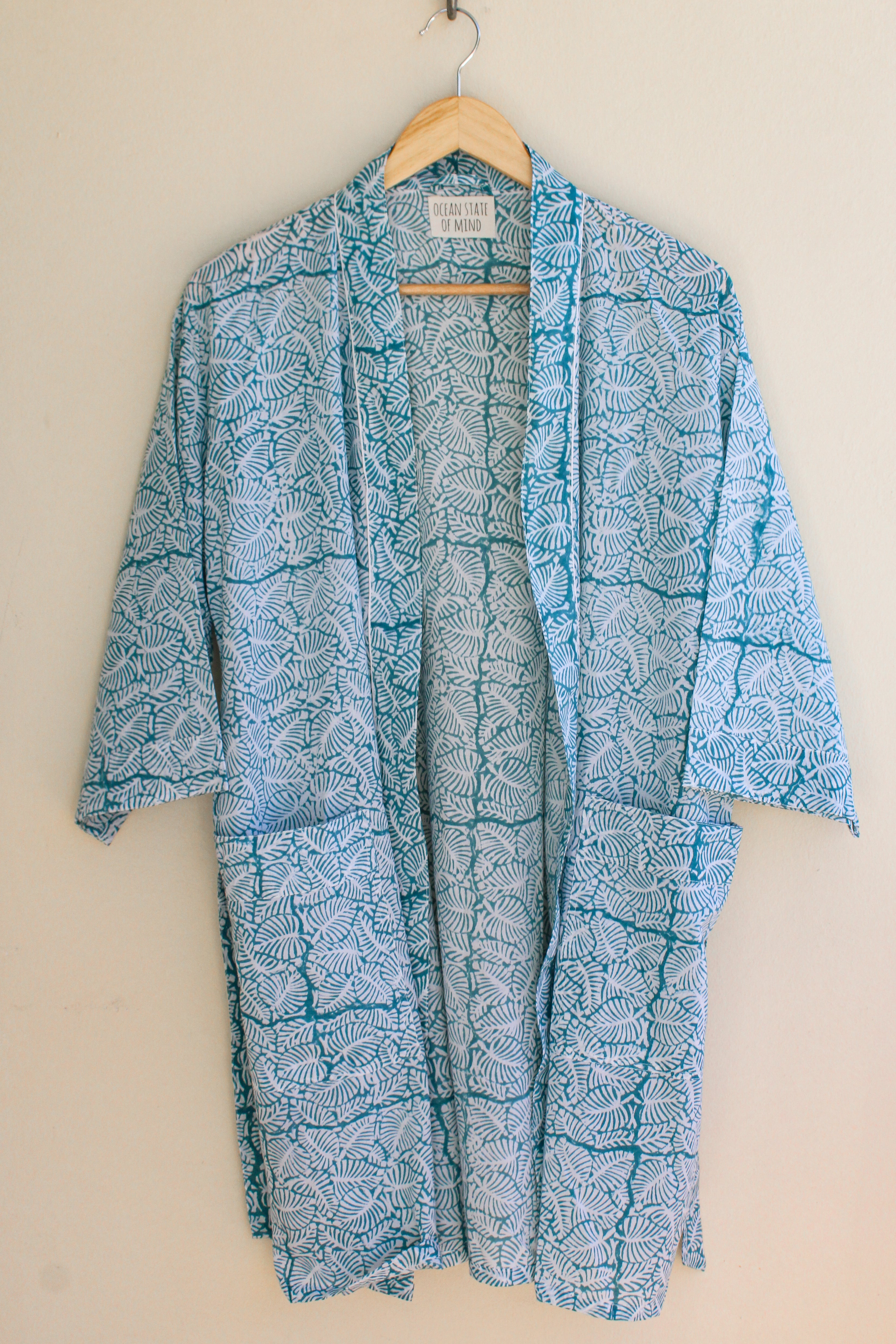 Island Leaf Robe Short Turquoise