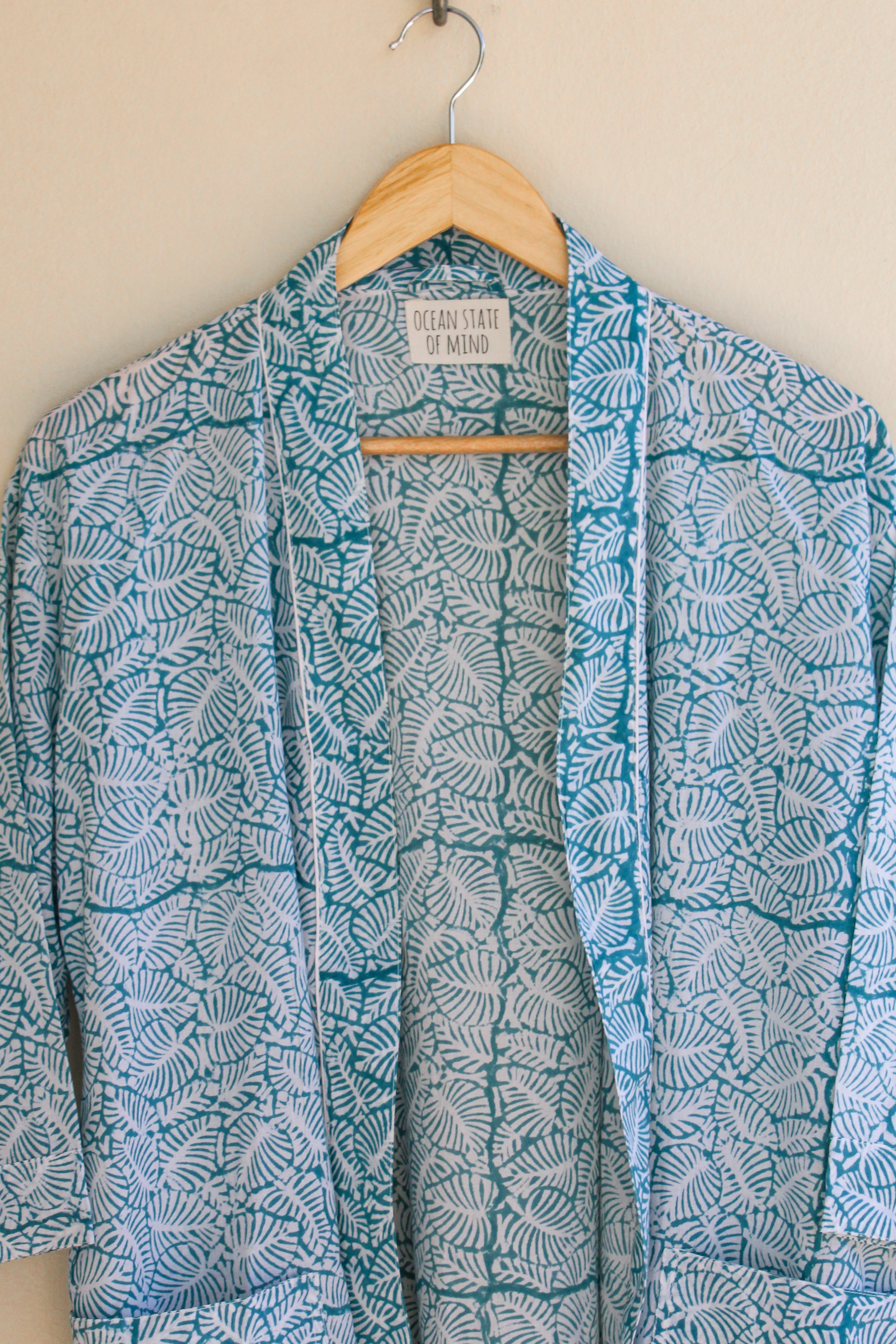 Island Leaf Robe Short Turquoise