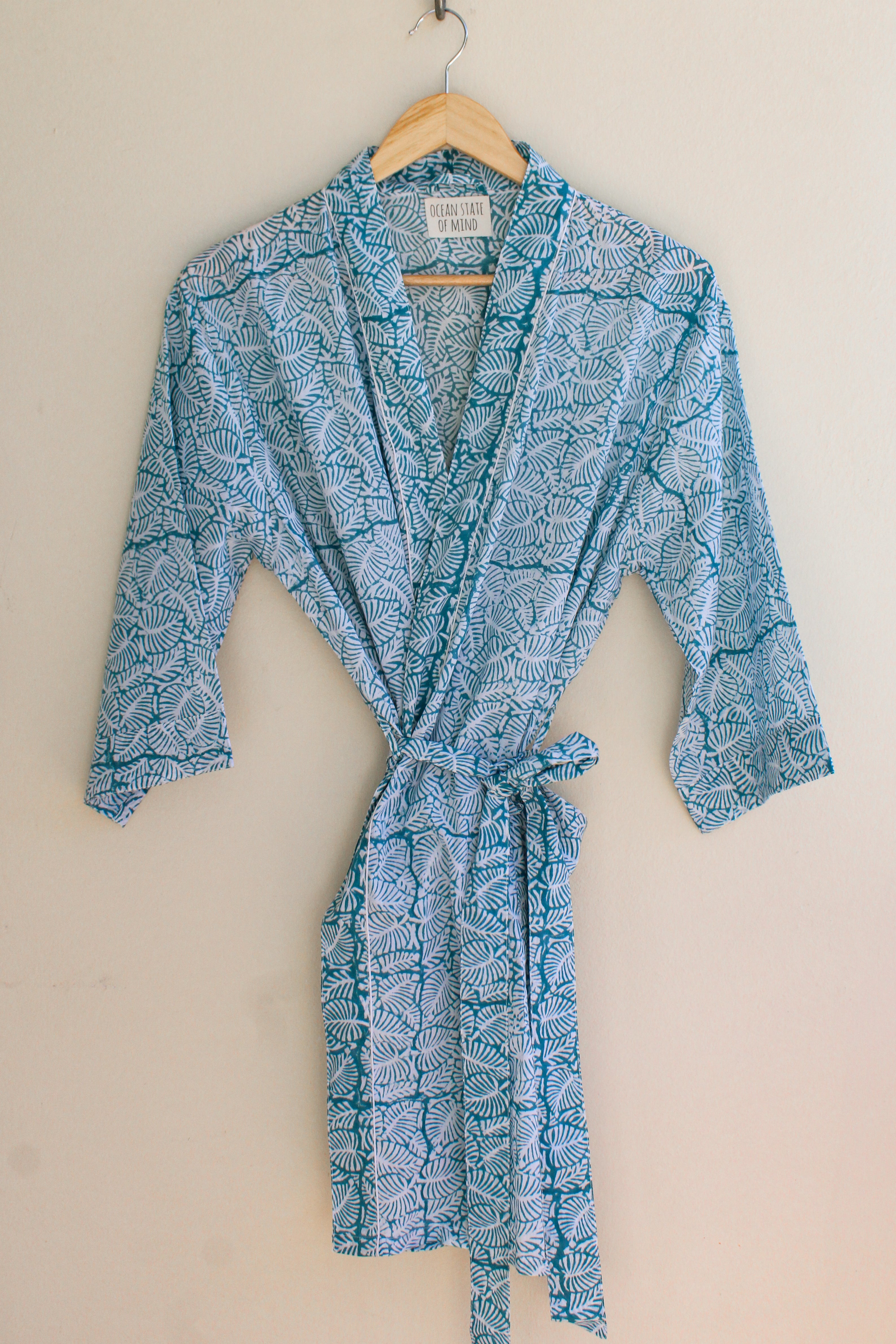 Island Leaf Robe Short Turquoise